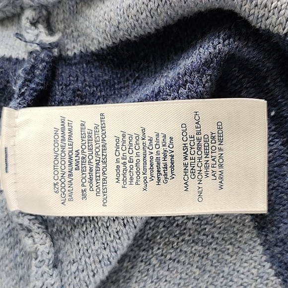 Chaps Denim blue striped hooded cardigan with toggle buttons coastal Size Medium - Picture 7 of 8